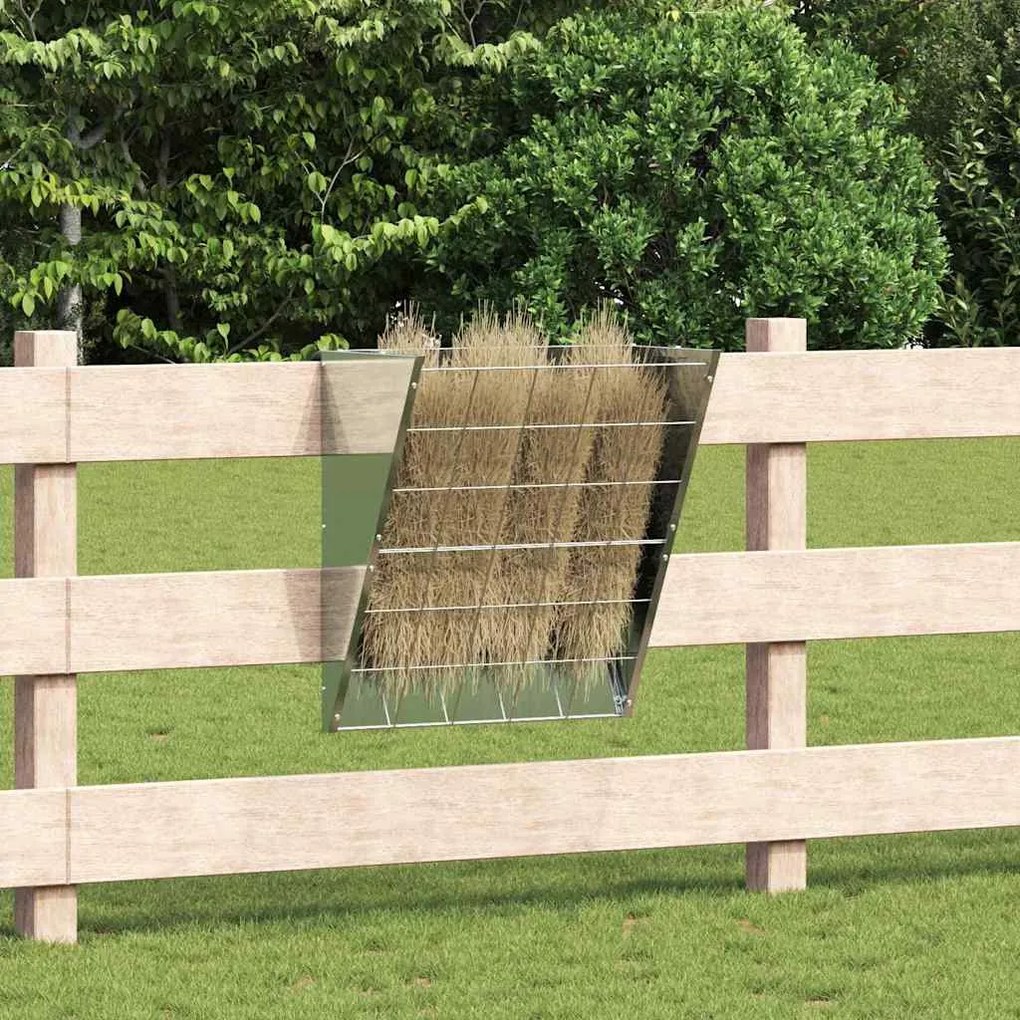 vidaXL Comedouro Suspenso de Feno Prateado 61 x 33 x 66 cm