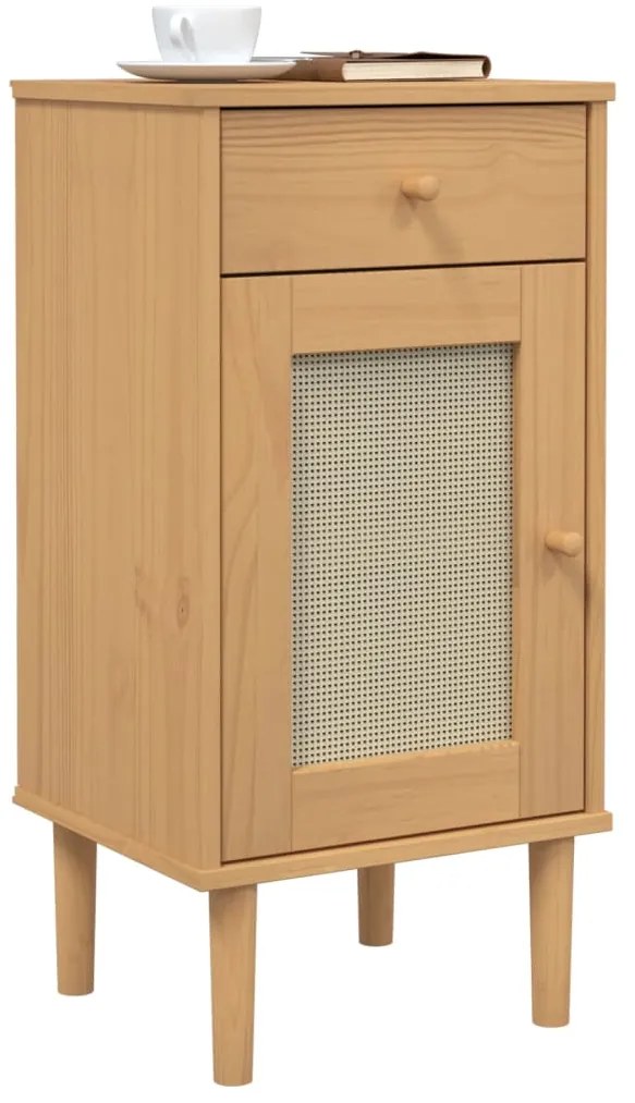 Mesa de cabeceira SENJA 40x35x80 cm pinho maciço castanho