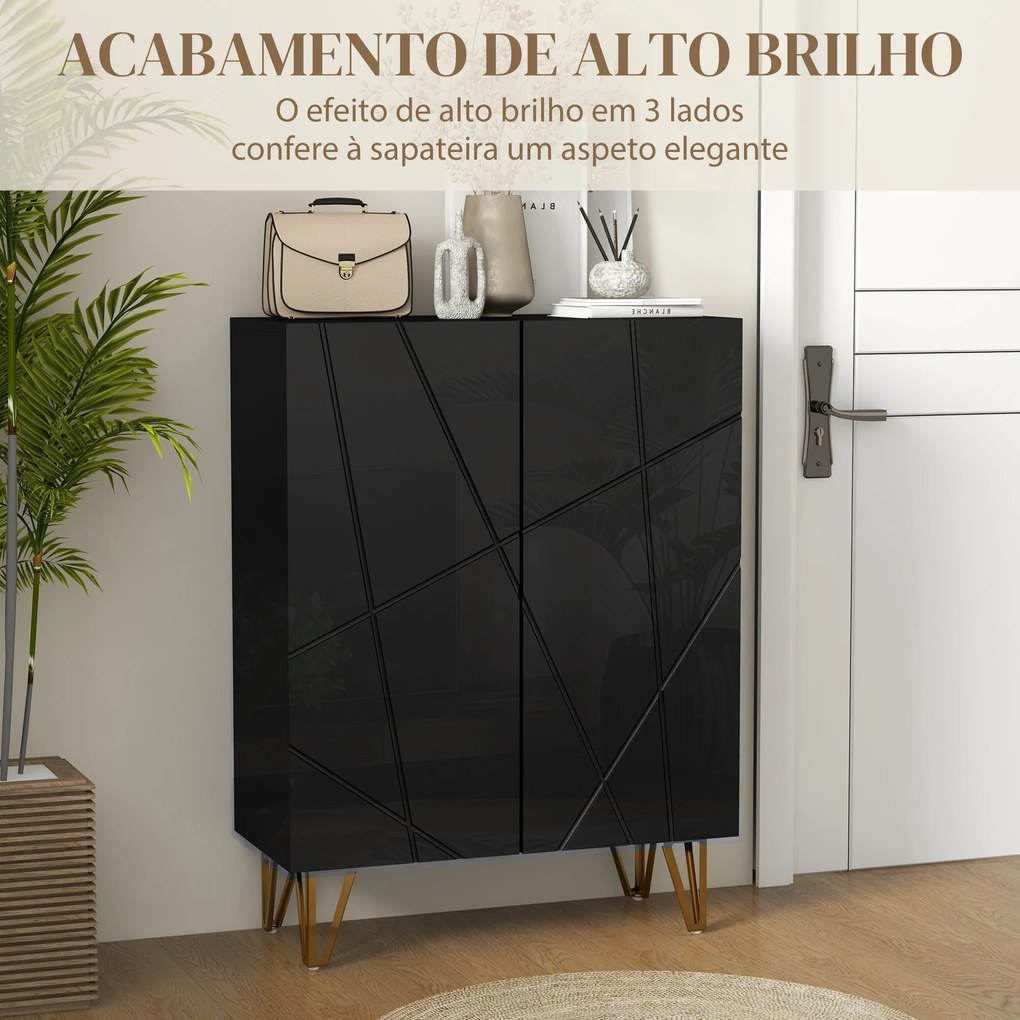 Móvel Sapateira de Entrada Armário Sapateira com Prateleiras Ajustáveis para 15-20 Pares de Sapatos 72x31,5x95 cm Preto