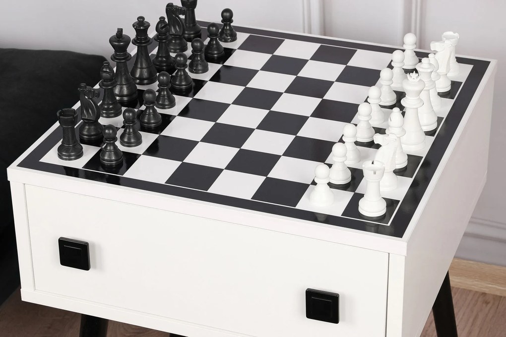 Mesa de Xadrez Chesso – Branco e Preto – 50x60x50 cm