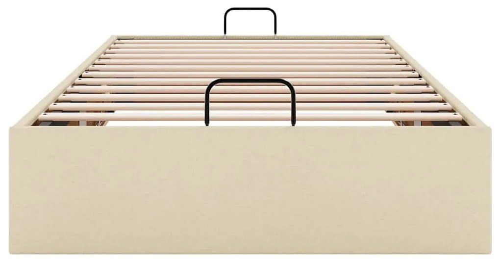 Estrutura de cama otomana sem colchão 90x200 cm tecido creme