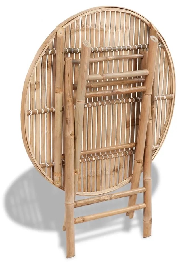 5 pcs conjunto de jantar dobrável p/ exterior bambu