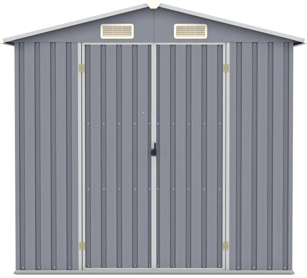 Abrigo de jardim 205x129x183 cm aço galvanizado cinzento