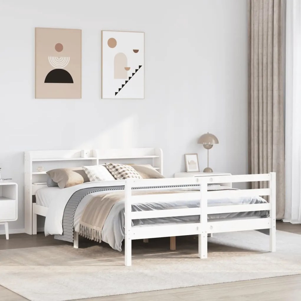 vidaXL Estrutura de cama c/ cabeceira sem colchão 140x190 cm branco