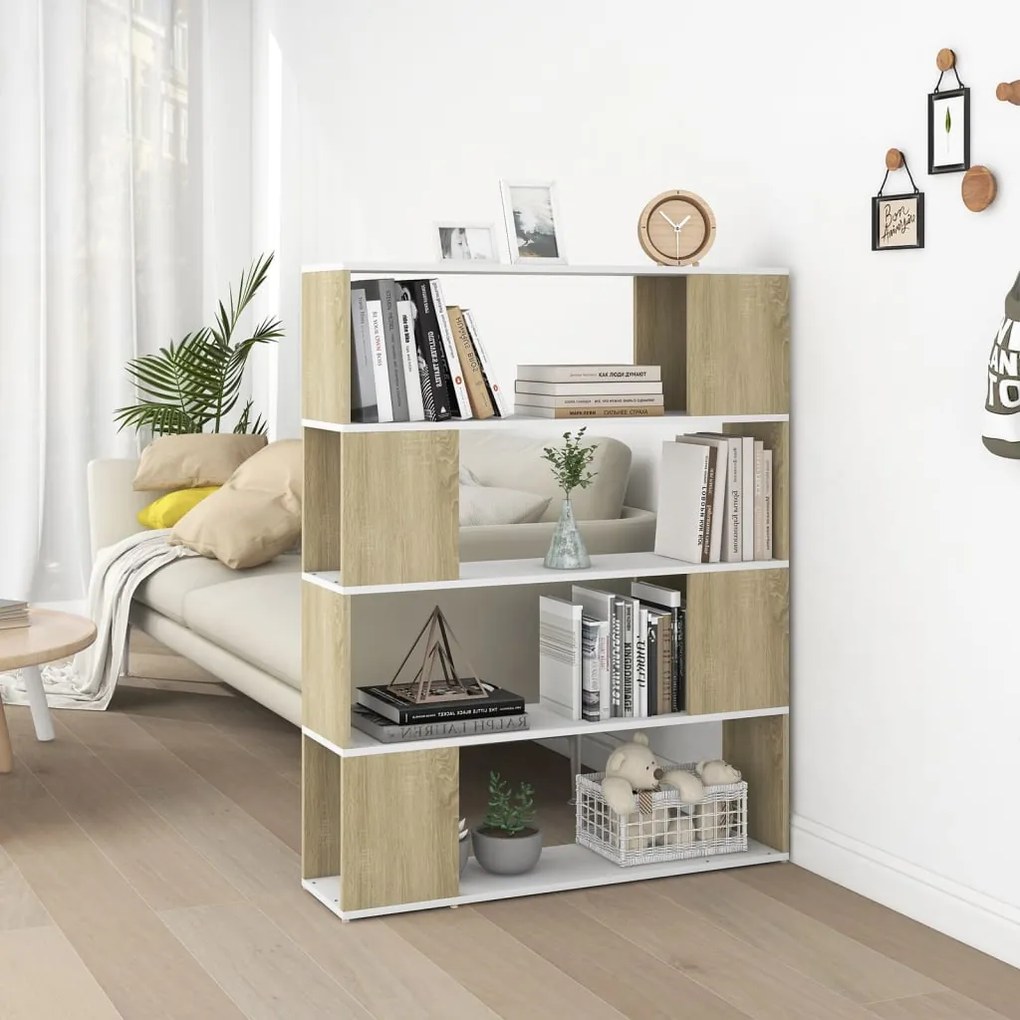 vidaXL Estante/divisória 100x24x124 cm cor branco/carvalho sonoma