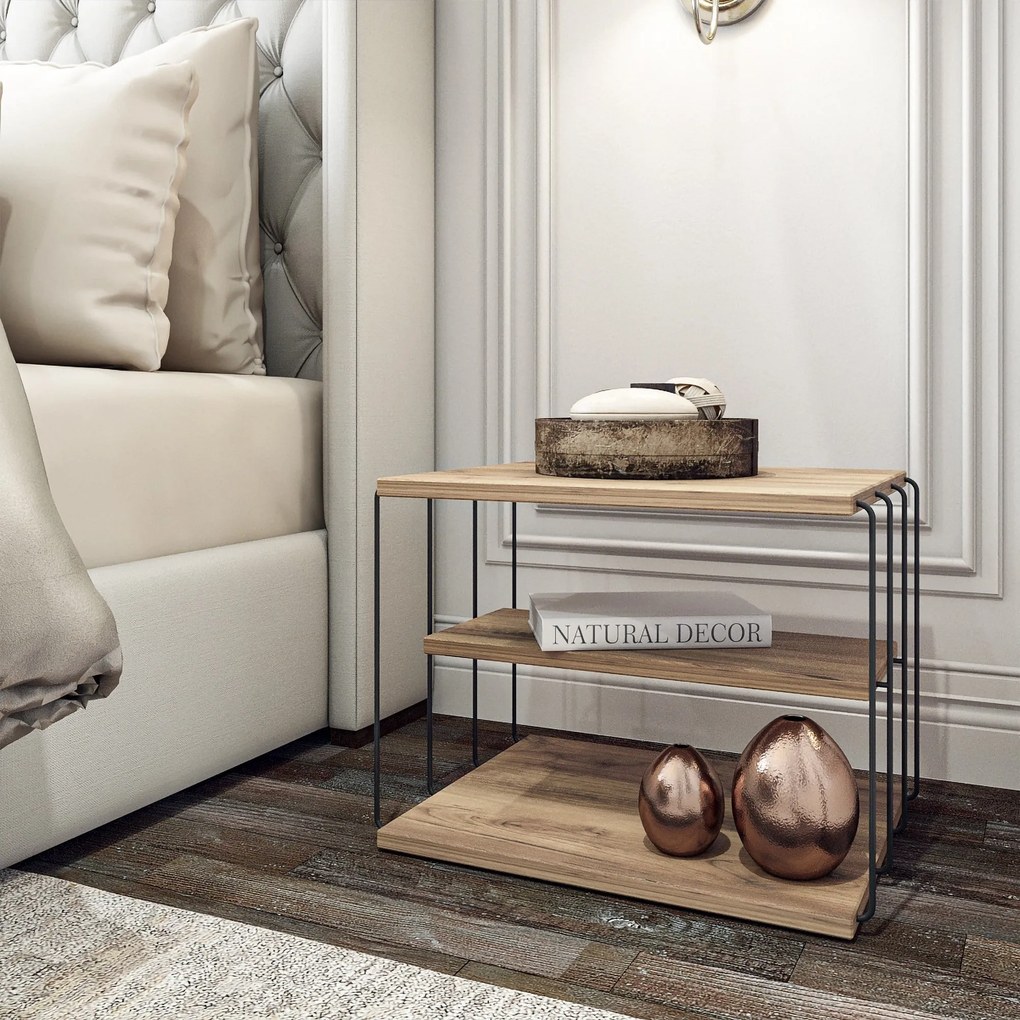 Mesa de Apoio Lifon – Pinho Atlântico e Preto – 50x33x40 cm