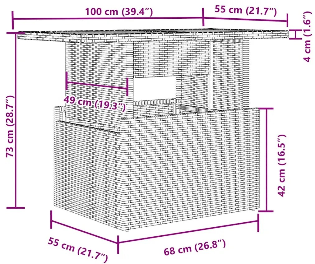5 pcs conj. sofás jardim c/ almofadões vime PE cinzento-claro