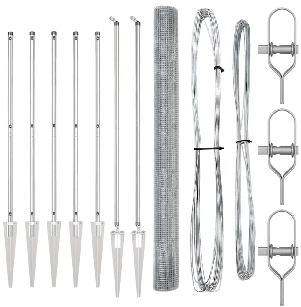 Conjunto de Postes de Cerca Conjunto de 2 Aço galvanizado