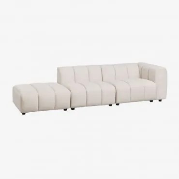 Sofá Modular De Canto Direito De 2 Peças E Pufe Em Tecido Bouclé Eliot Bouclé Creme Bege - Sklum
