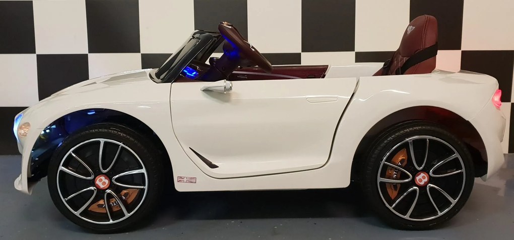 Carro eletrico infantil 12V Bentley EXP , pneus Borracha, Assento de couro, Controlo Remoto Branco
