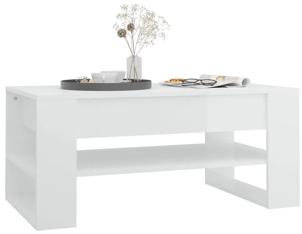Mesa de centro 102x55x45 cm madeira processada branco brilhante