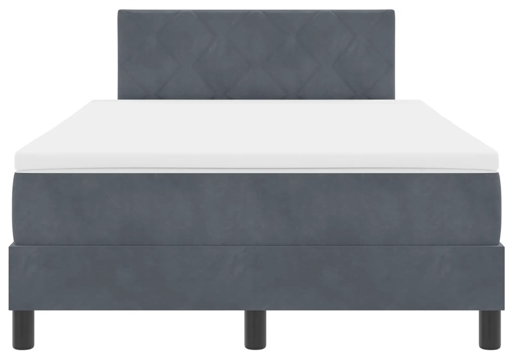 Cama Box Spring com Colchão Cinza Escuro 120x200 cm Veludo