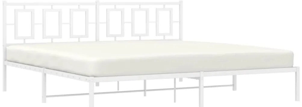 Estrutura de cama com cabeceira 200x200 cm metal branco