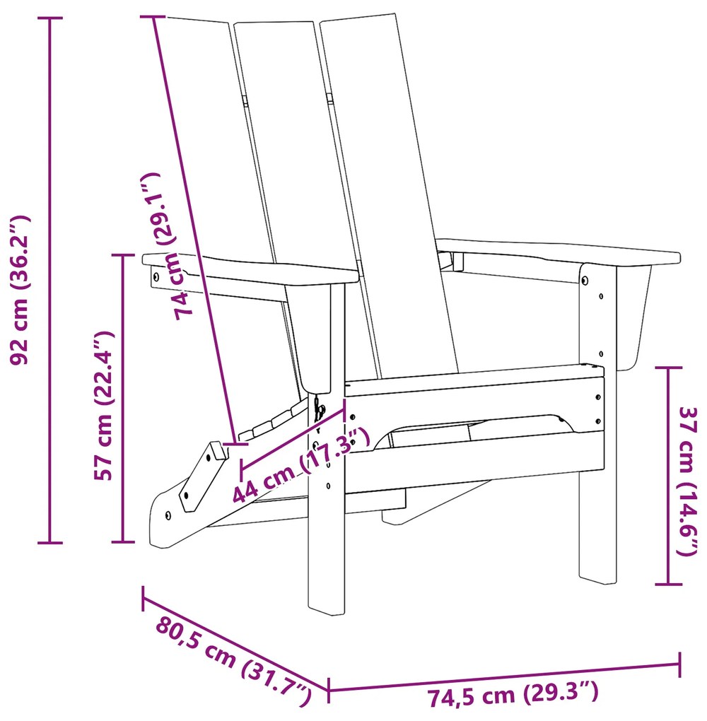 Cadeira Adirondack Dobrável Cinzento-claro 74,5x80,5x90 cm HDPE