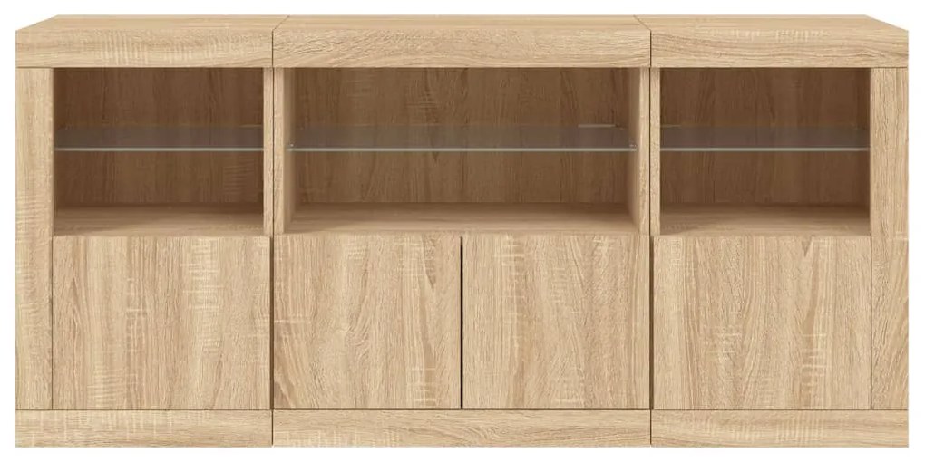 Aparador com luzes LED 142,5x37x67 cm carvalho sonoma