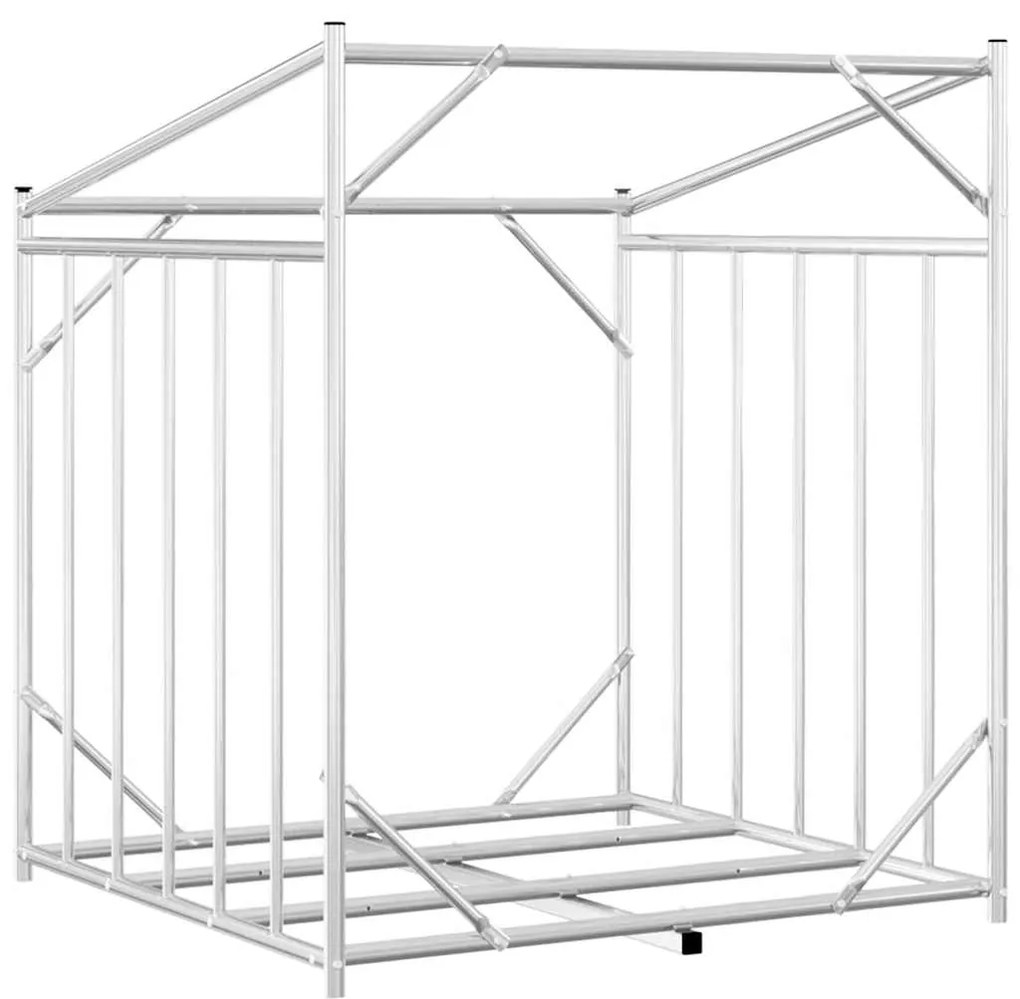 Rack de lenha tampa de chuva 100,5x80,5x110,5cm aço galvanizado