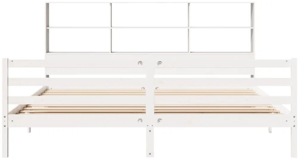 Cama com estante sem colchão 200x200 cm pinho maciço branco