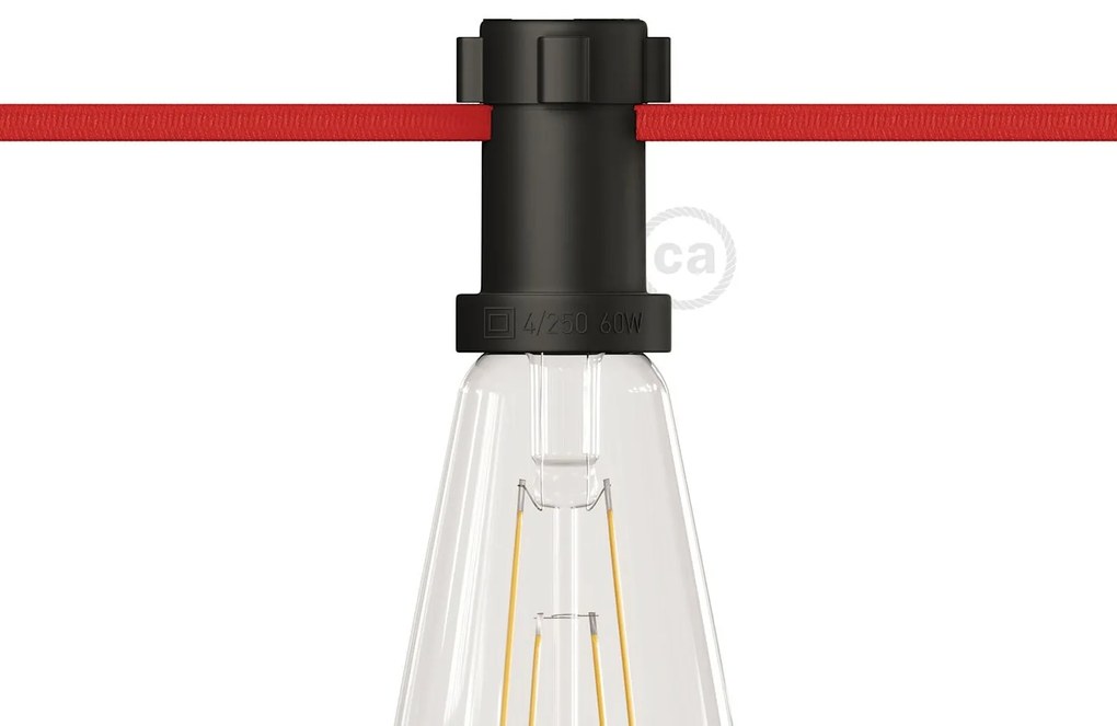 Casquilho termoplástico E27 preto para cordão de luzes Lumet