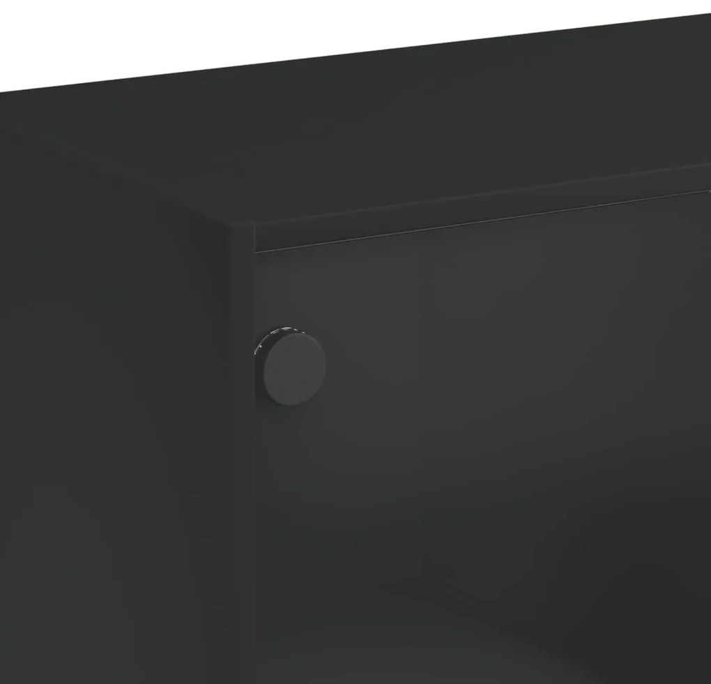 Mesa de centro c/ portas de vidro 102x50x42 cm preto