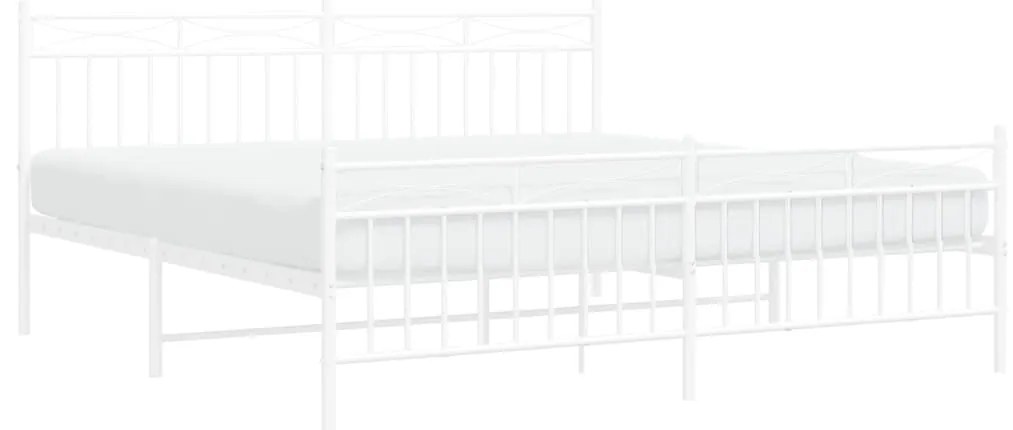 Estrutura de cama com cabeceira e pés 183x213 cm metal branco