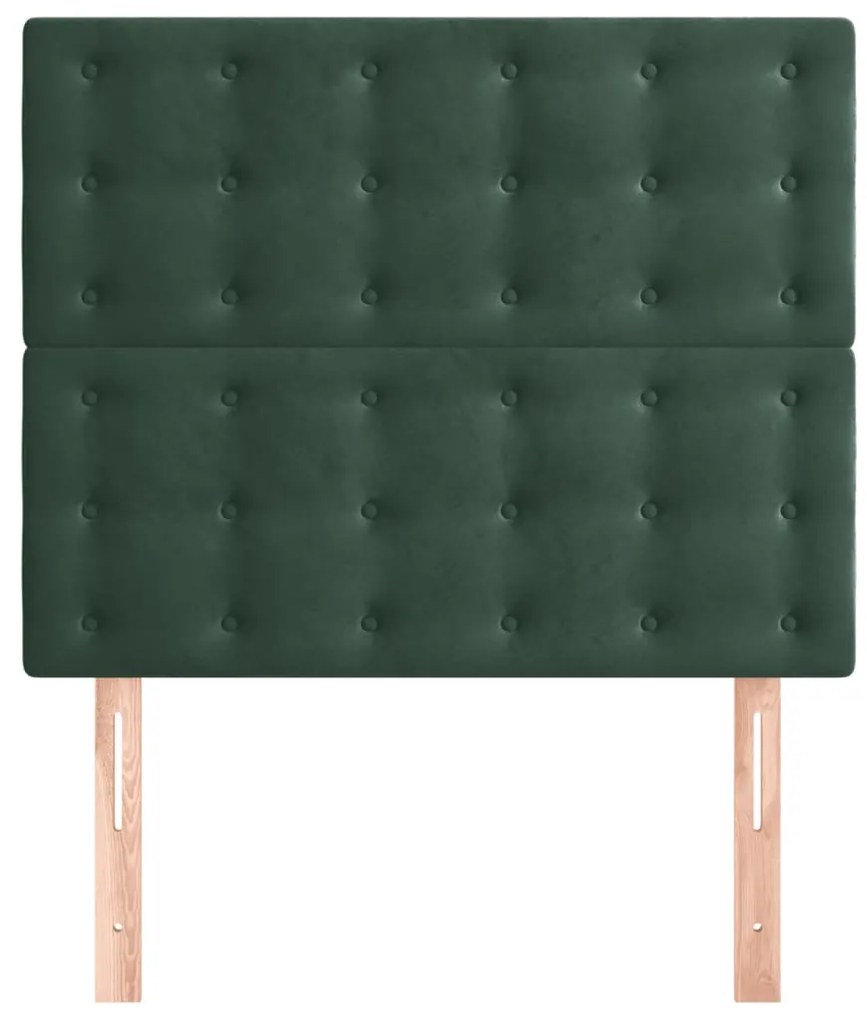 Cabeceira de cama 2 pcs veludo 100x5x78/88 cm verde-escuro