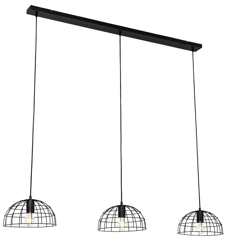 Candeeiro Pendente Industrial Preto 3 Luzes - Hanze