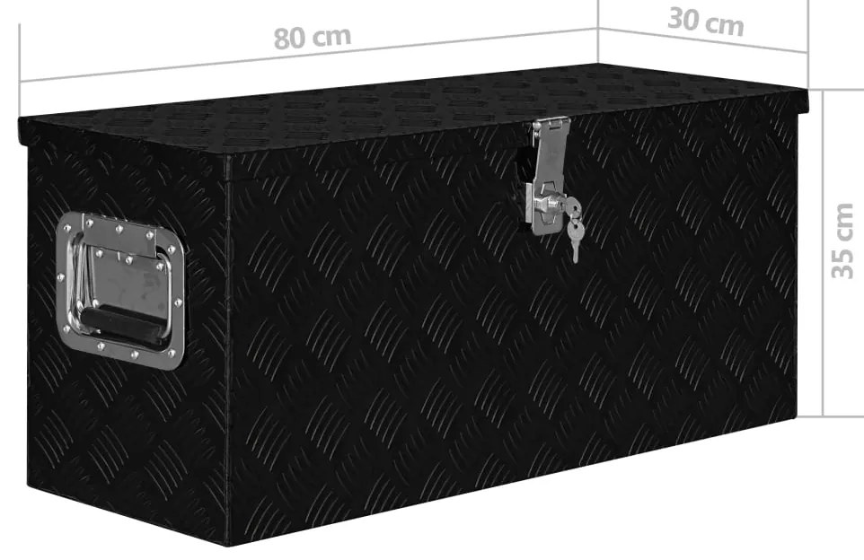 Caixa de alumínio 80x30x35 cm preto