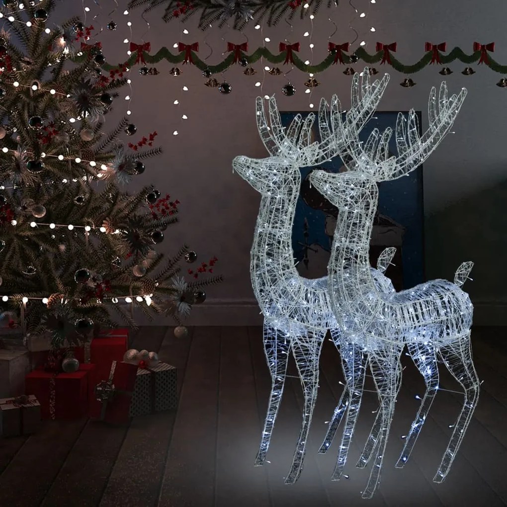 Renas de Natal XXL 2pcs 250 LEDs 180 cm acrílico branco frio