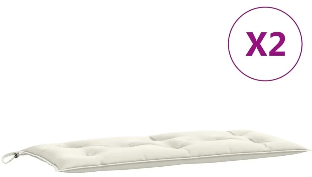 Almofadões banco jardim 2pcs 100x50x7cm mesclado tecido creme