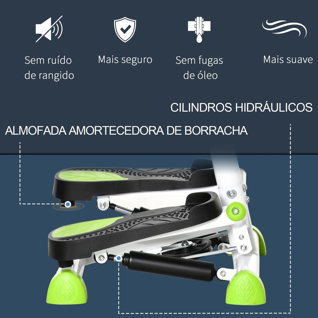 Máquina de Step Stepper Fitness em Casa com Tela LCD Alça e Pedais Antiderrapantes para Ginásio 55x44x108 cm Branco