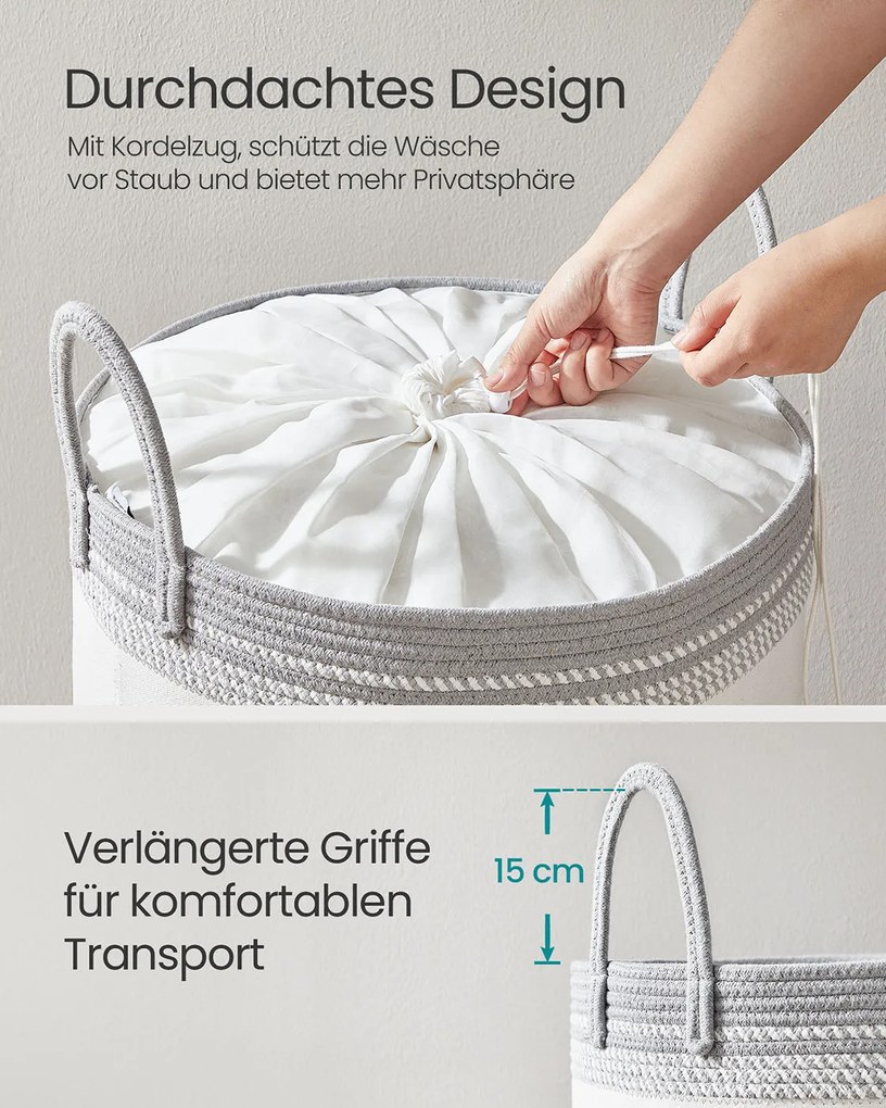 Cesto para roupa suja 90 L com tampa e pega 50 x 50 x 46 cm cinzento