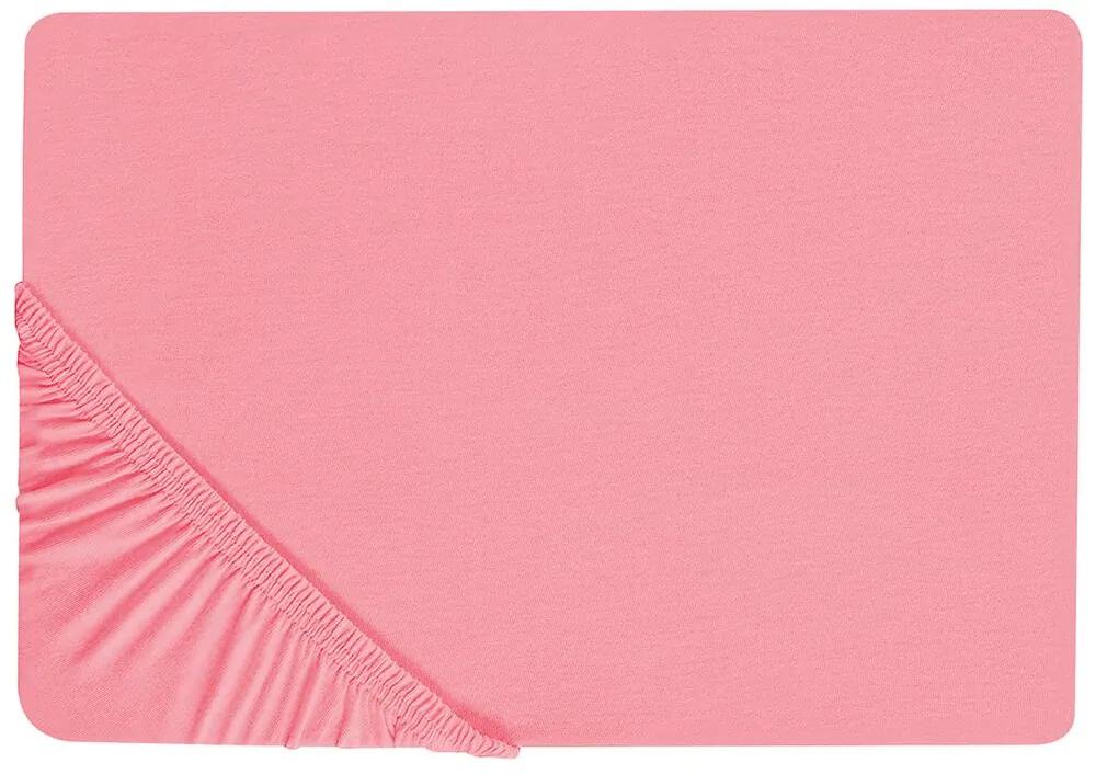 Lençol-capa em algodão rosa coral 180 x 200 cm JANBU Beliani