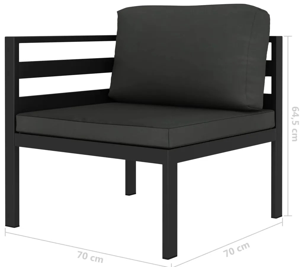 6 pcs conjunto lounge jardim com almofadões alumínio antracite