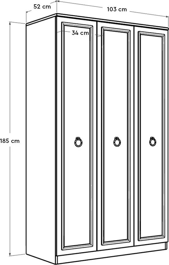Roupeiro "Victoria" – Branco – 103 x 185 x 52 cm – Design Clássico