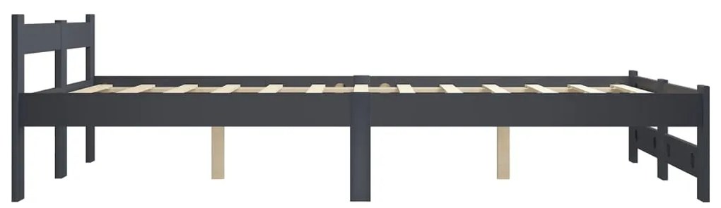 Estrutura de cama 120x200 cm pinho maciço cinzento-escuro