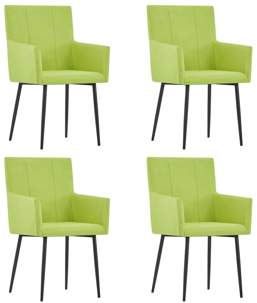 vidaXL Cadeiras de jantar com apoio de braços 4 pcs tecido verde