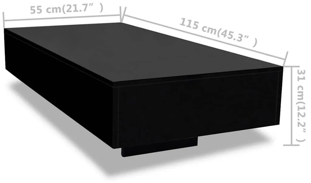 Mesa de centro em preto brilhante