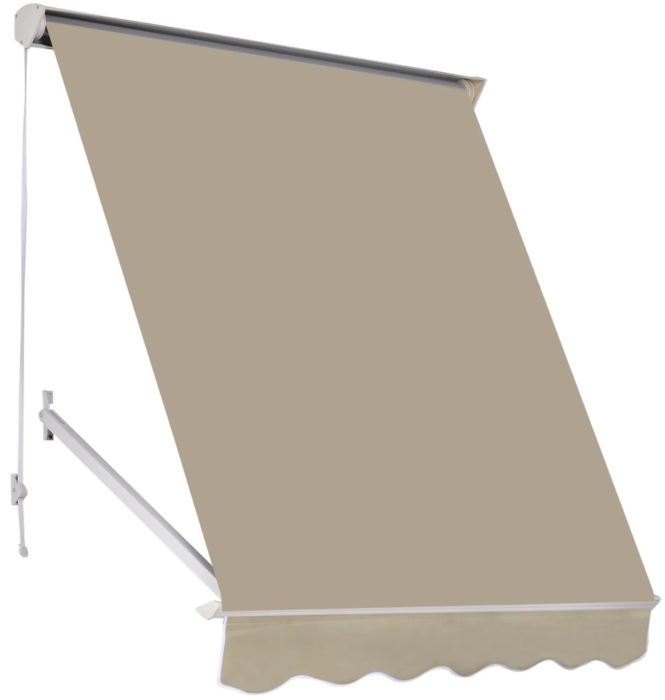 Outsunny Toldo Manual de Alumínio Retrátil Toldo de Fachada para Exterior Impermeável e Tecido de Poliéster 180x70 cm Bege | Aosom Portugal