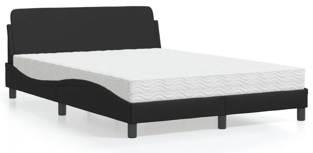 Cama com colchão 120x200 cm couro artificial preto