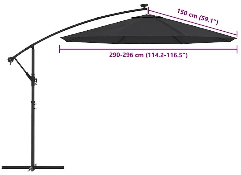 Tecido de substituição p/ guarda-sol cantilever 300 cm preto