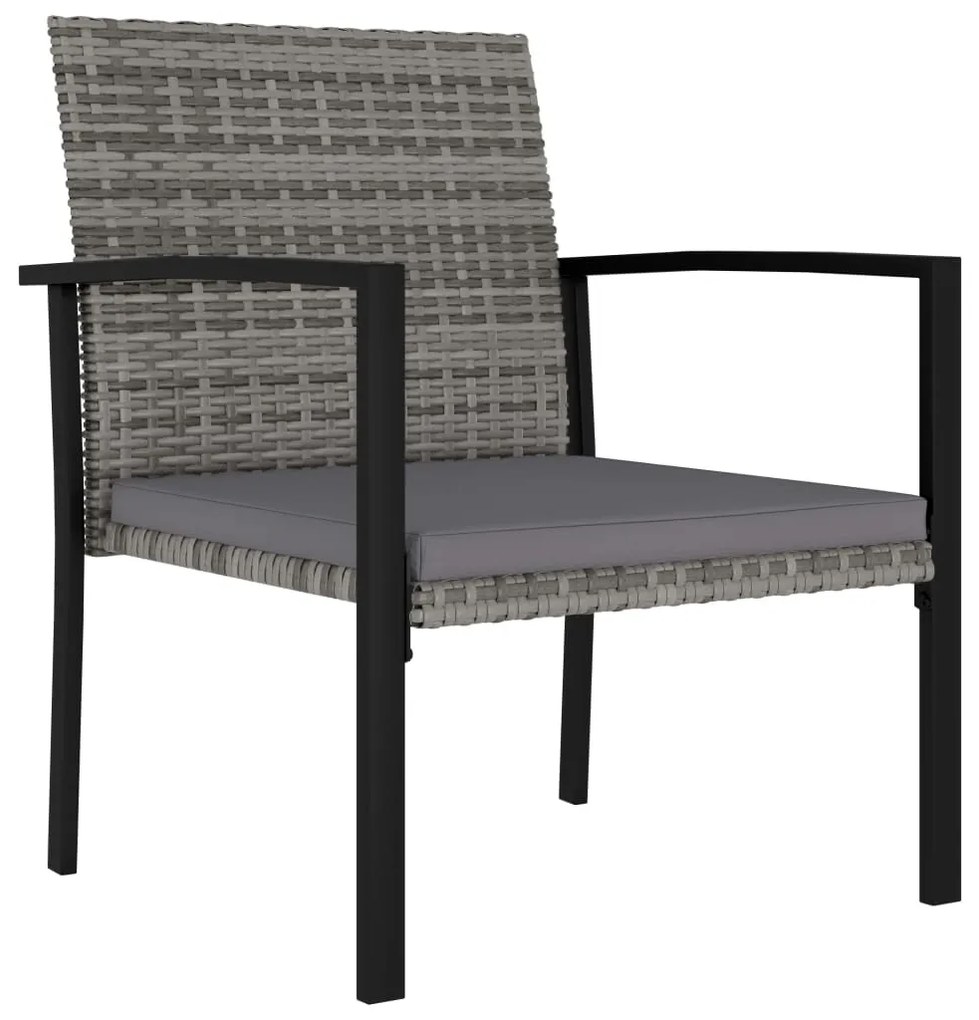 9 pcs conjunto de jantar para jardim vime PE cinzento