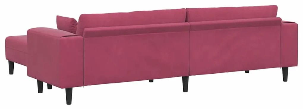 Sofá de Veludo com almofada 3 pcs Vinho Vermelho 208 cm Veludo