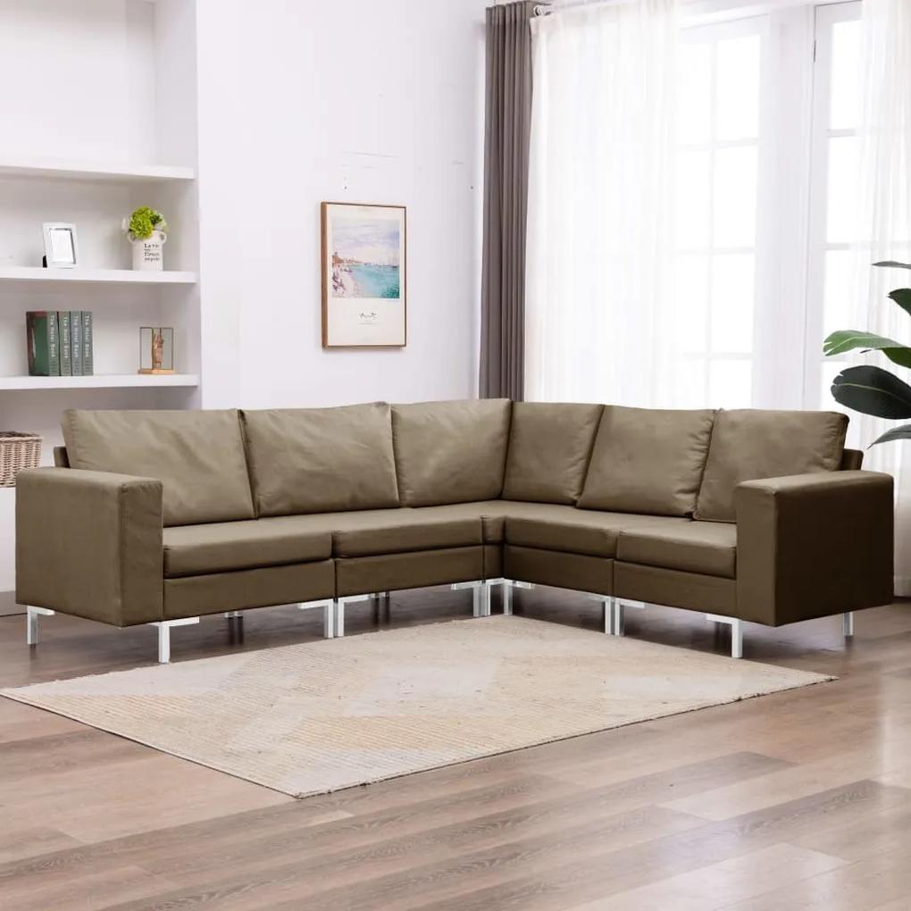 5 pcs conjunto de sofás tecido castanho