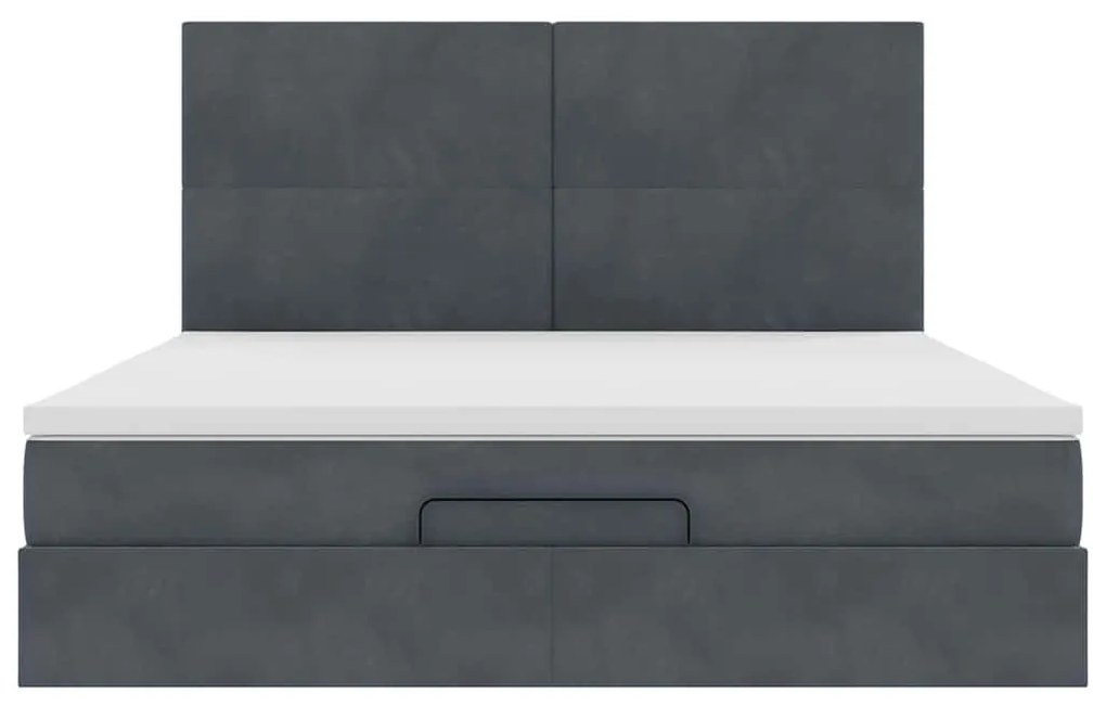 Estrutura cama otomana colchões 160x200 cm cinzento escuro