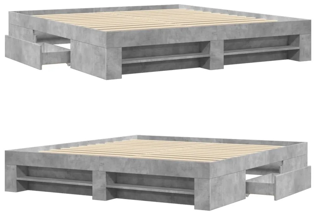 Estrutura de cama 200x200 cm derivados de madeira cinza cimento