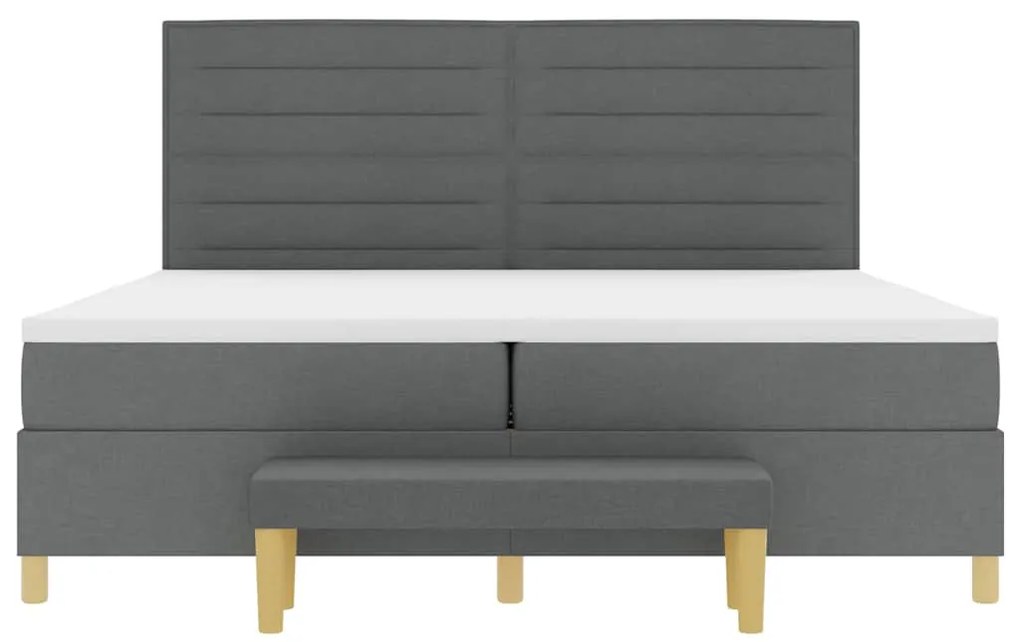 Cama Box com Colchão e Banco vidaXL Cinza Escuro 200x200 cm Tecido