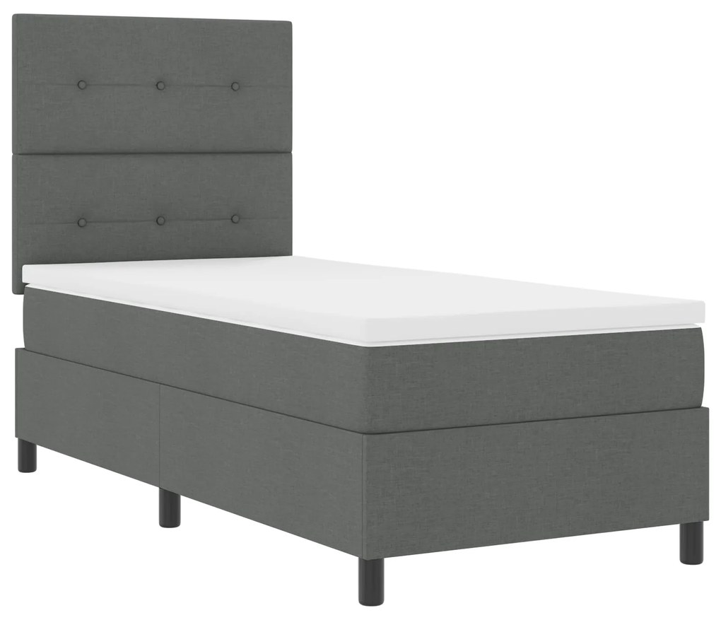 Cama Box Spring com Colchão Cinza Escuro 100x200 cm Tecido