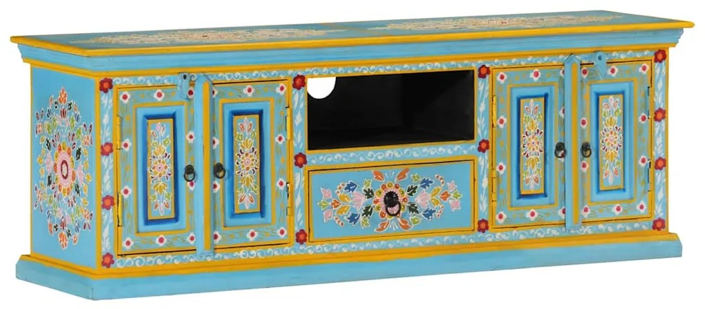 vidaXL Móvel de TV 110x30x40 cm madeira de mangueira maciça azul