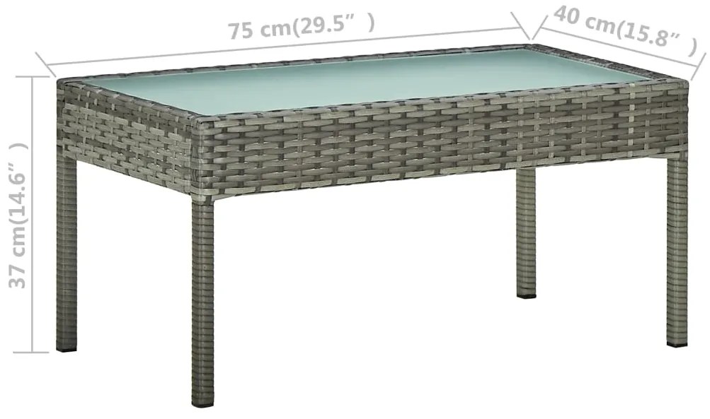 4 pcs conjunto lounge de jardim c/ almofadões vime PE cinzento