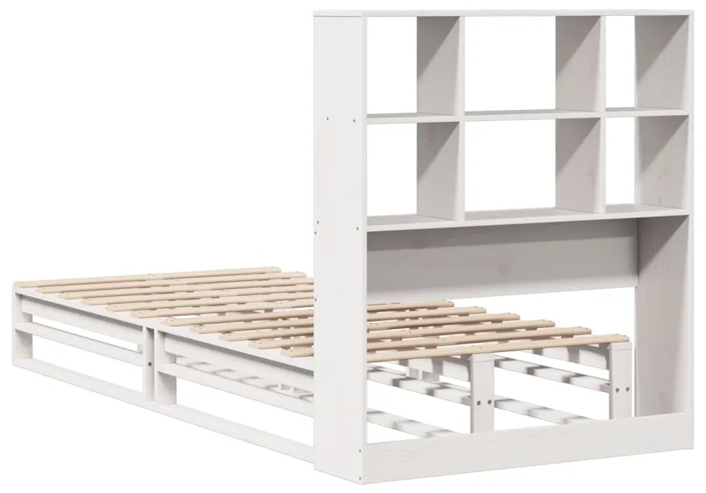 Cama Cosy - Com Estante - 90x190 cm - Madeira Maciça - Cor Branco